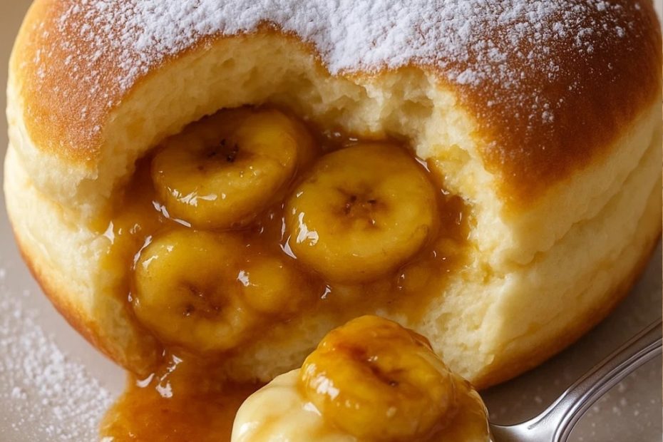 Bolinho Nuvem Fofa Recheado com Banana Caramelizada